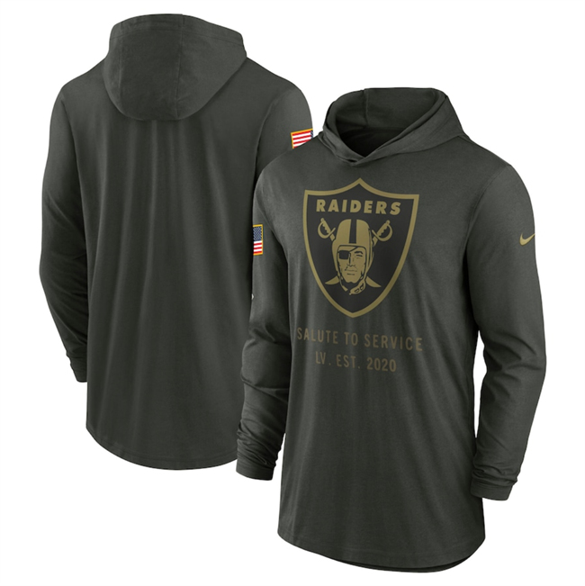 Men's Las Vegas Raiders Forest Green 2025 Salute to Service Sideline Dri-FIT Lightweight Pullover Hoodie